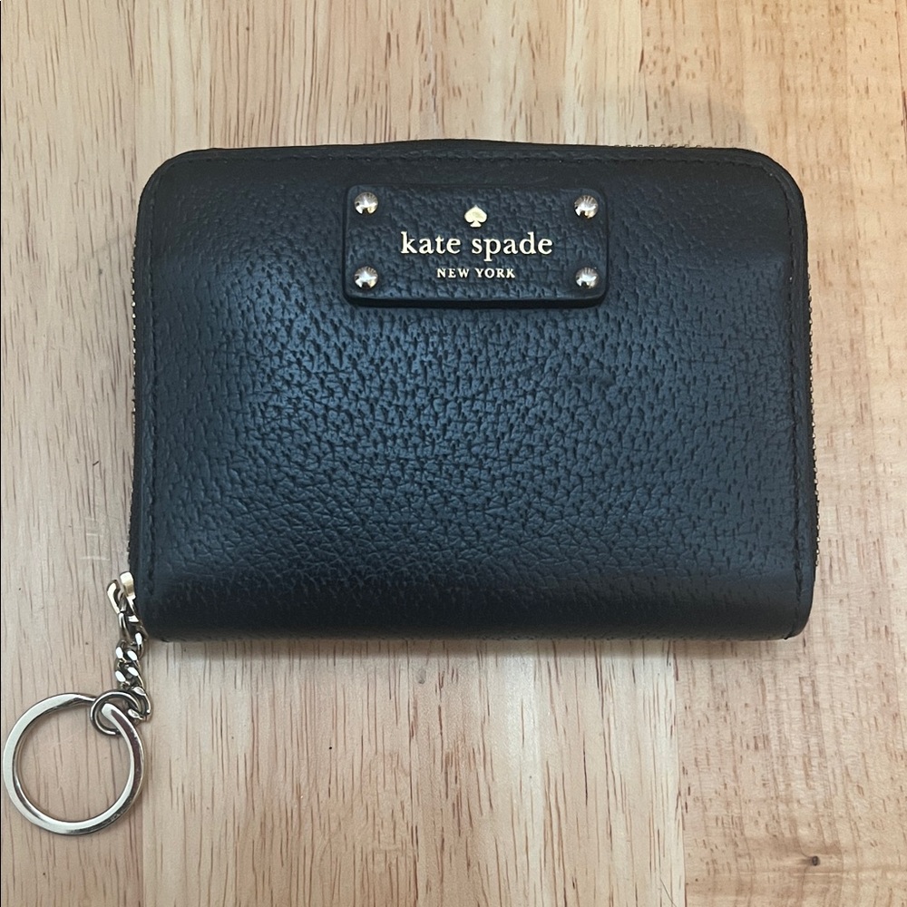 Kate Spade Black Pebbled Leather Wallet with Key Ring